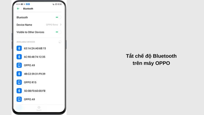 Ngắt kết nối Bluetooth khi Oppo gặp sự cố loa ngoài, mất loa ngoài, âm thanh nhỏ hoặc rè