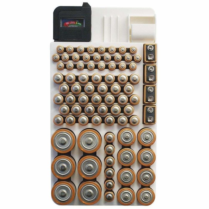 The battery organizer displayed in use