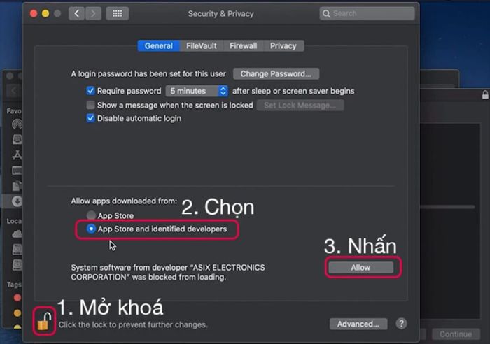 Chọn App Store and identified developers