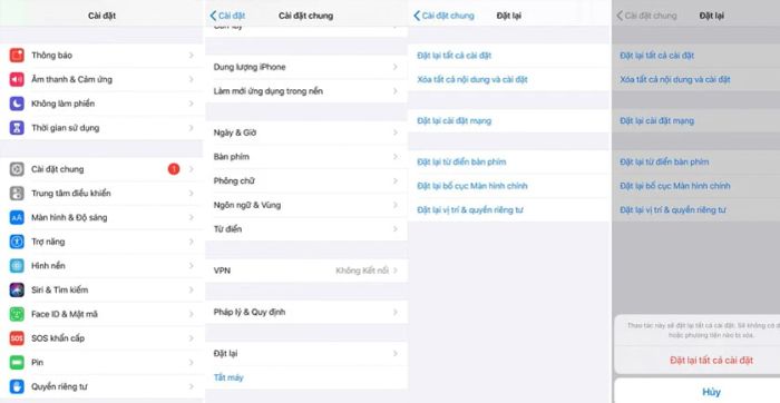 Khôi phục lại cài đặt thiết bị