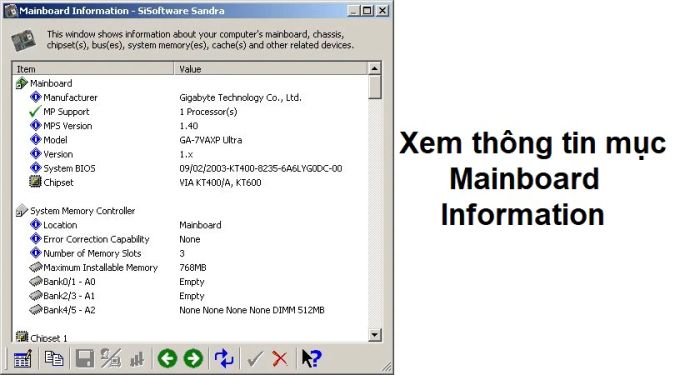 Kiểm tra Main PC qua Sandra