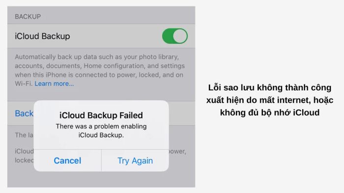 Tại sao quá trình sao lưu iPhone lại thất bại?