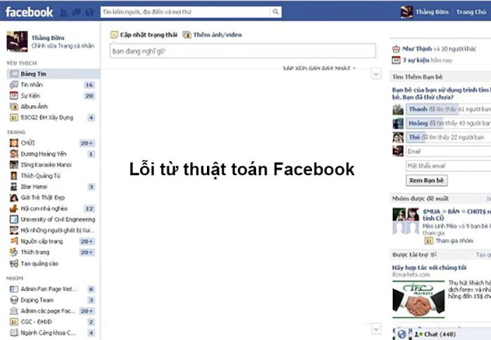 Lỗi liên quan đến thuật toán của Facebook