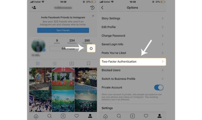 Xác thực 2 yếu tố giúp nâng cao bảo mật cho tài khoản Instagram của bạn.