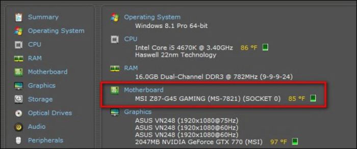 Cách kiểm tra Main PC qua phần mềm Speccy