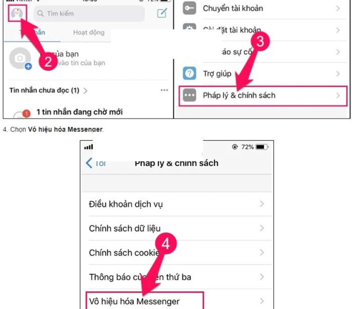 Messenger không có tùy chọn vô hiệu hóa