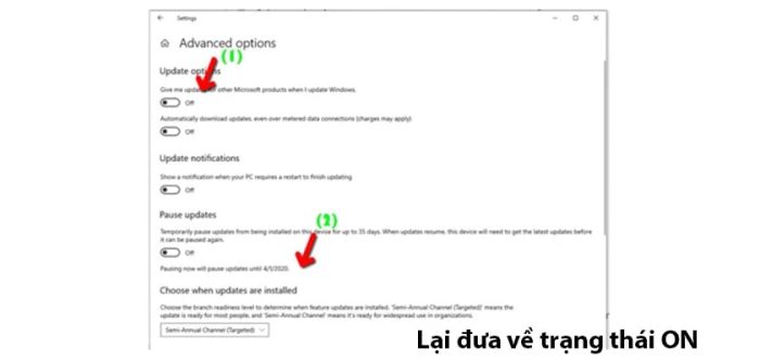 Vô hiệu hóa tính năng Tạm dừng Cập nhật (Pause Update)