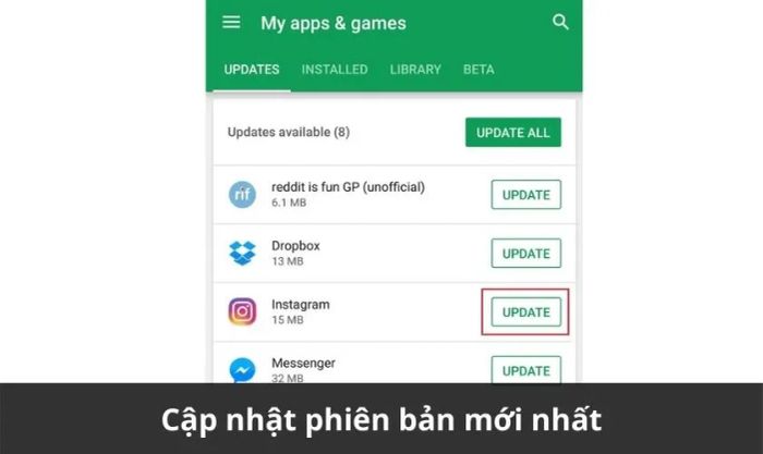 Cập nhật Instagram lên phiên bản mới nhất