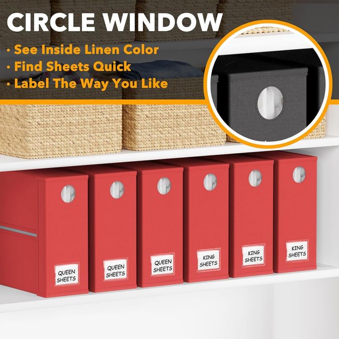 Storage boxes on shelves with clearly labeled slots for quick identification of contents