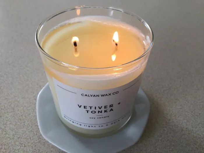 a reviewer image of the vetiver and tonka candle