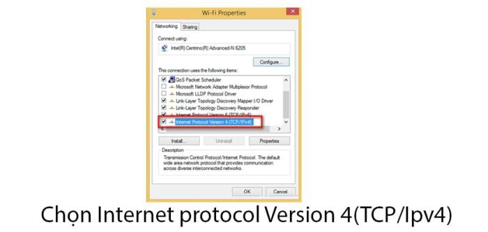 Chọn mục Internet Protocol Version 4 (TCP/IPv4)