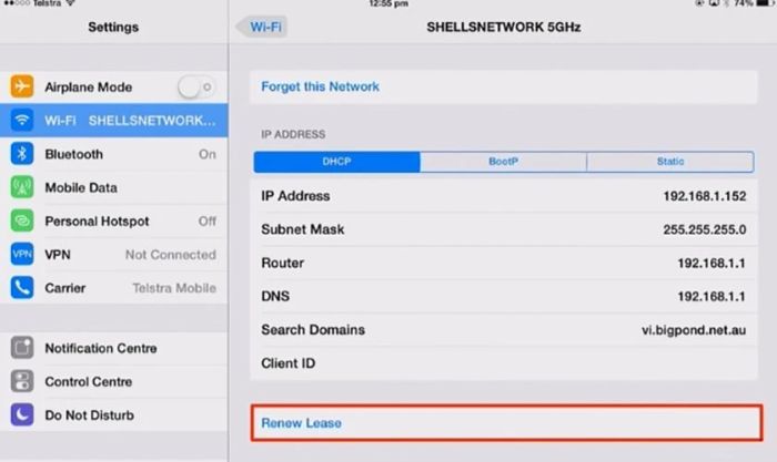 Đổi địa chỉ IP của iPad