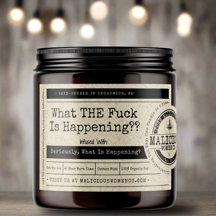 the candle with the bold phrase 