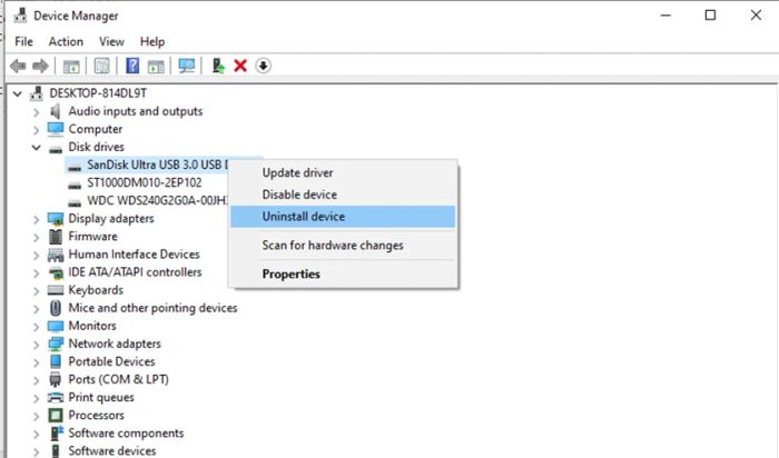 lỗi usb device not recognized