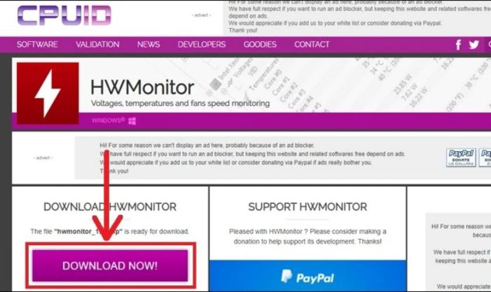 Tải và cài đặt phần mềm CPUID HWMonitor