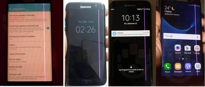 Những dấu hiệu phổ biến khi màn hình Samsung S7 Edge bị sọc hồng