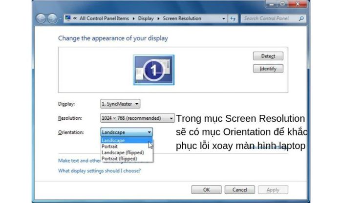 Hướng dẫn cách sửa lỗi màn hình laptop xoay ngang, dọc, lộn ngược trên Windows 7, 8