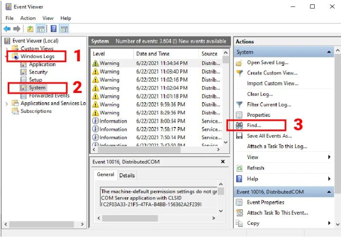 Chọn Windows Logs để tiếp tục kiểm tra kết quả.