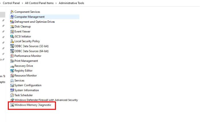 Nhấn vào Windows Memory Diagnostic