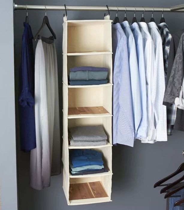 A hanging organizer neatly arranged in a closet