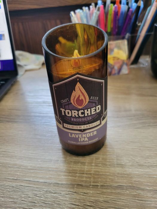 A photo from the writer featuring the lavender IPA candle