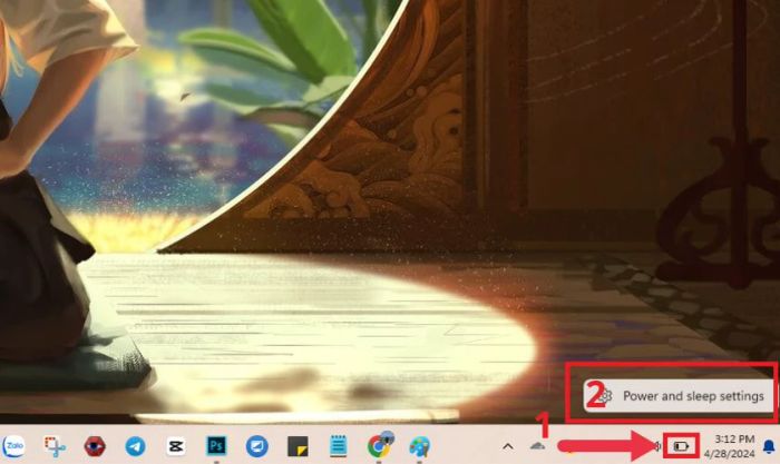 Chọn Power Settings bằng cách nhấn chuột trái