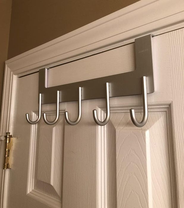 Reviewer's over-the-door hook rack in use