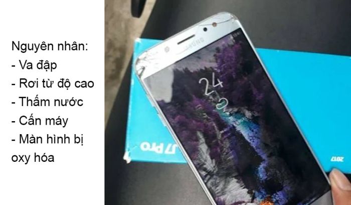 Lý do gây ra lỗi màn hình J7 Pro bị chảy mực, loang mực