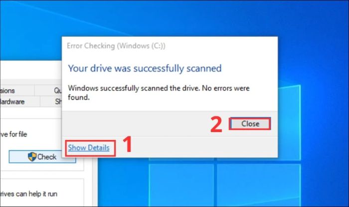 Chọn mục Details để xem các lỗi ổ cứng đã được khắc phục