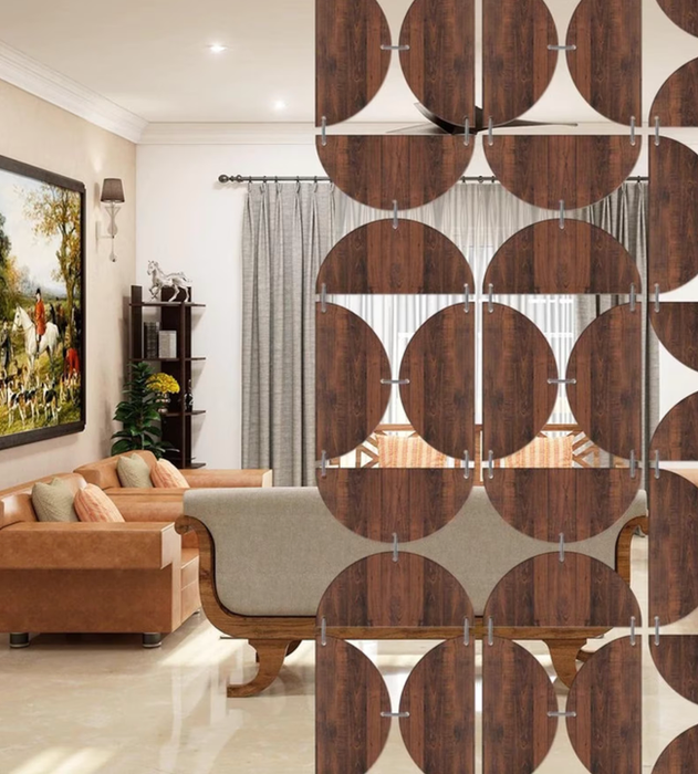 the elegant brown semi-circular room divider