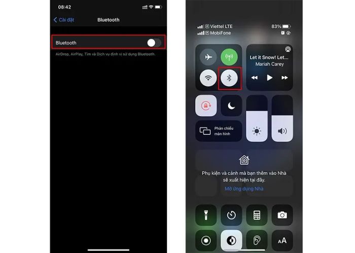 Cách 2: Tắt bluetooth nhanh từ trung tâm điều khiển