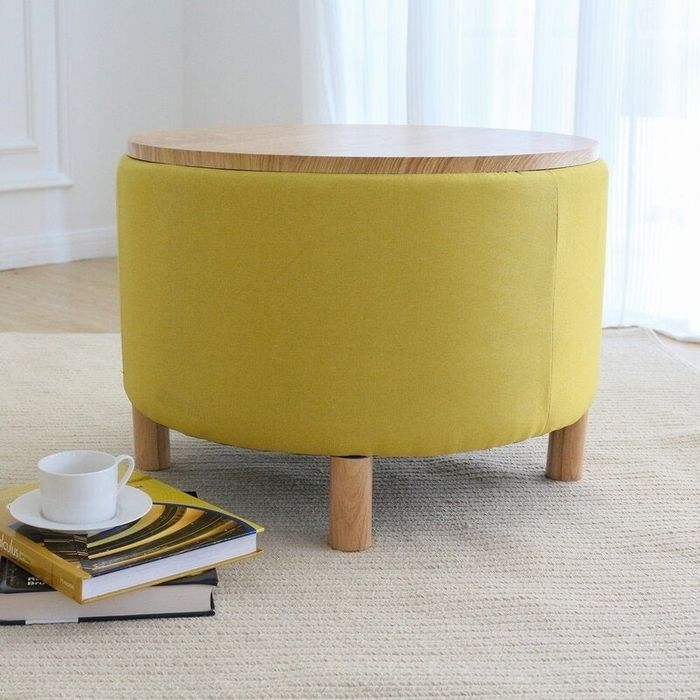 The vibrant yellow coffee table