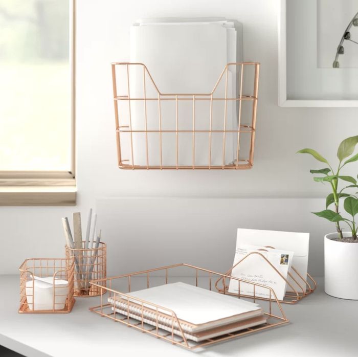 The five-piece wire metal desk organizer collection