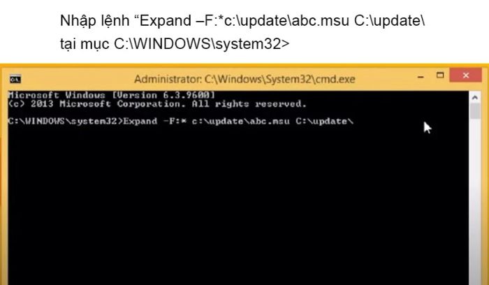 Nhập lệnh để khắc phục lỗi