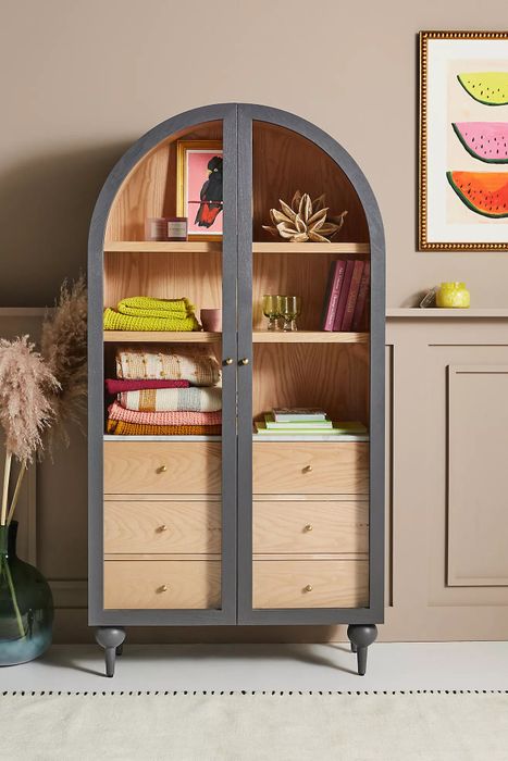 the cabinet in a rich charcoal finish