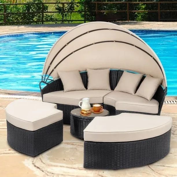 A convertible daybed that’s divided into multiple sections, offering flexibility for different lounging needs.