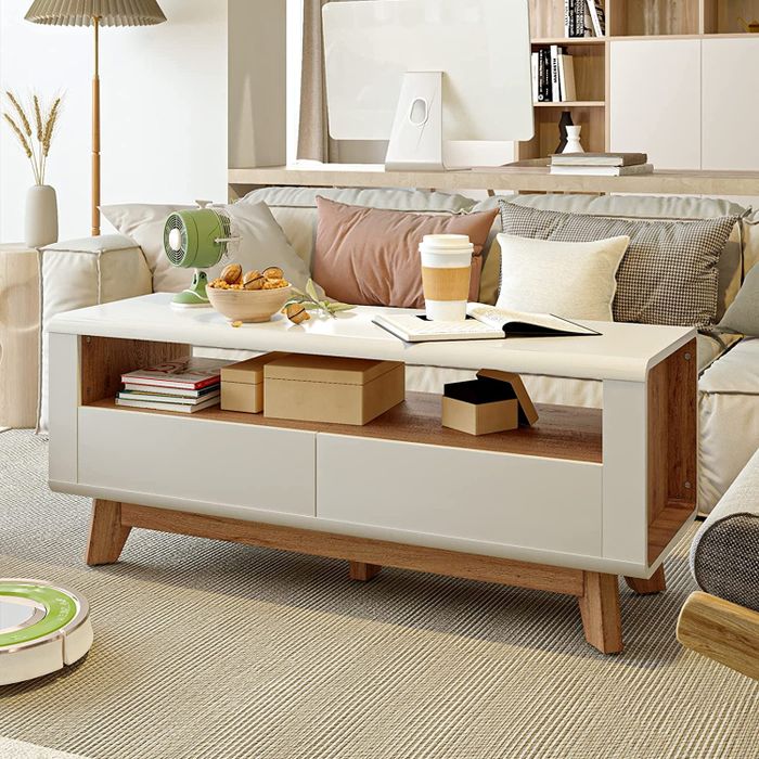 the console repurposed as a coffee table