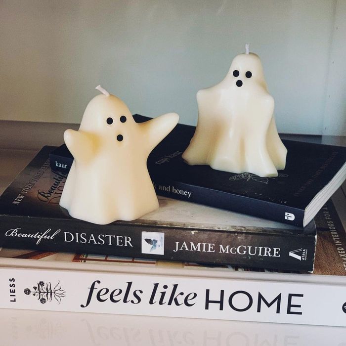 two additional soy wax candles with unique ghost shapes