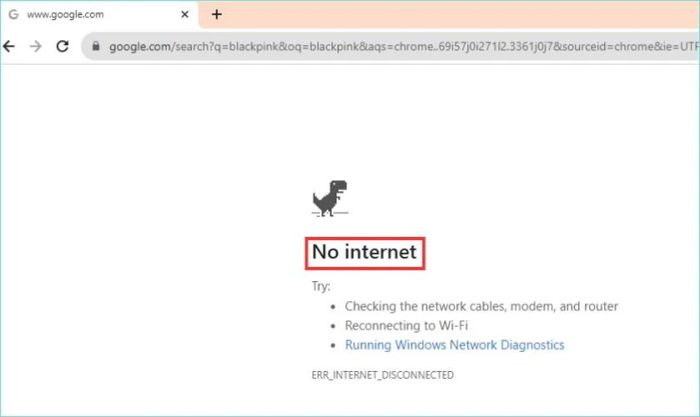 Kiểm tra lại kết nối Internet và WiFi trên máy tính của bạn