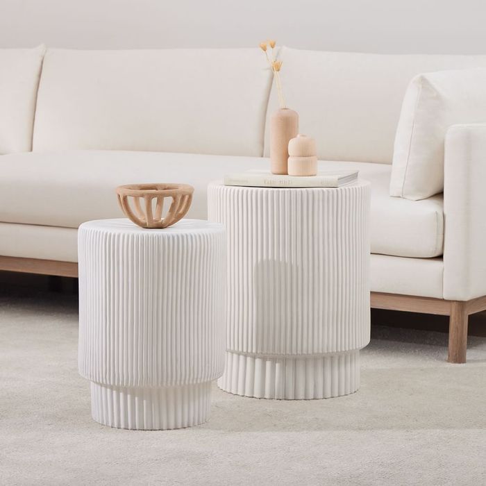 the fluted side tables available in two sizes