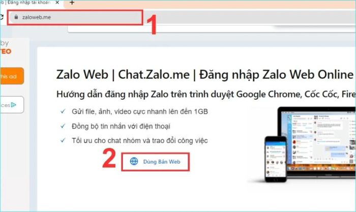 Chuyển sang sử dụng Zalo Web.