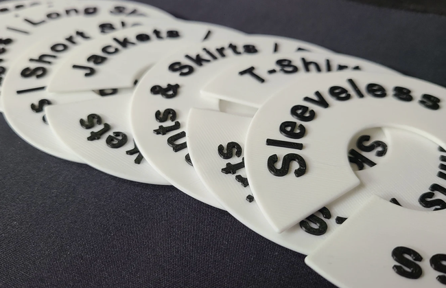 Circular closet organizers with labels