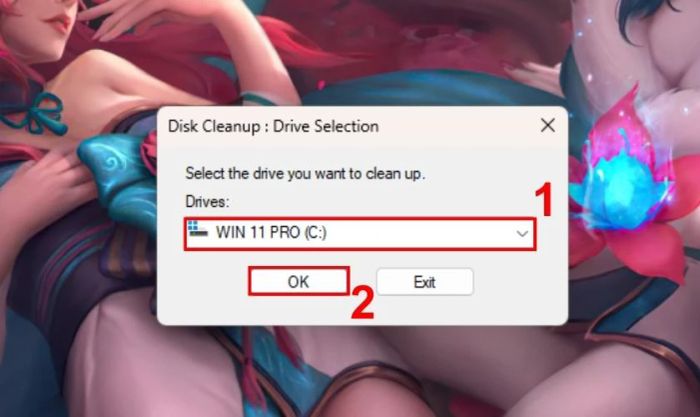 Chọn lại ổ đĩa C và nhấn OK