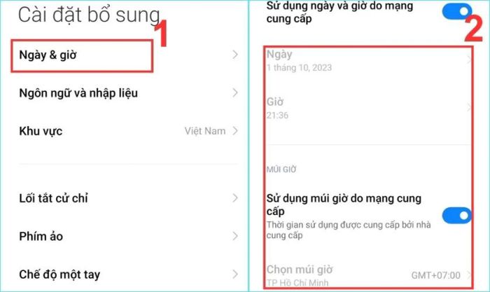 Chỉnh sửa múi giờ, thời gian và ngày tháng cho chính xác với thời gian hiện tại.