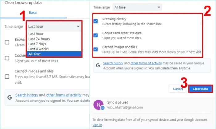 Xóa dữ liệu trên Chrome để giải quyết tình trạng ổ C trên Win 12 bị đầy