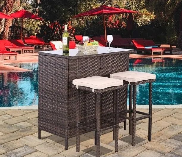 The stylish bar set, perfect for transforming your outdoor area into an entertainment hotspot.