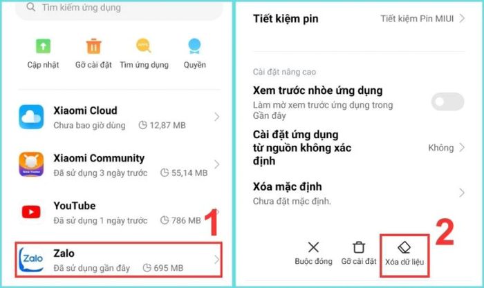 Nhấn vào Xóa dữ liệu
