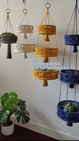 A gif showcasing the hanging baskets in four different colors and sizes.
