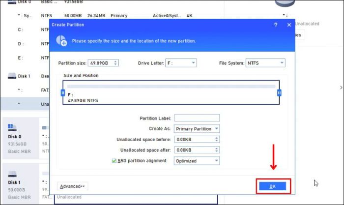 Khởi chạy AOMEI Partition Assistant, nhấp chuột phải vào ổ cứng chưa phân vùng và chọn Create Partition