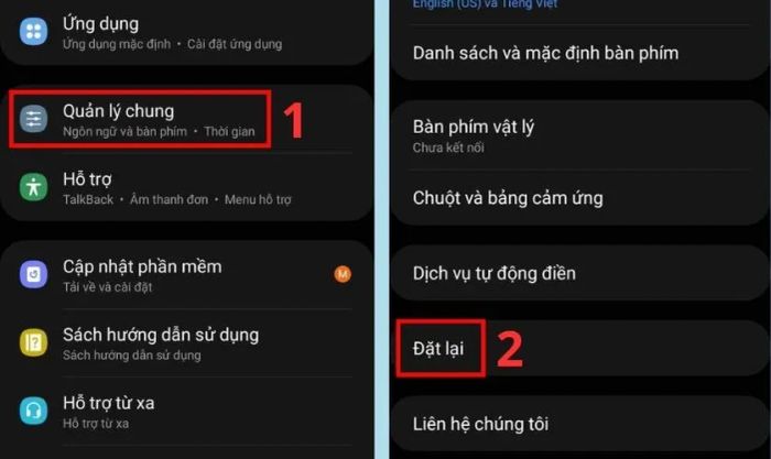 Chọn Quản lý chung và chọn Đặt lại